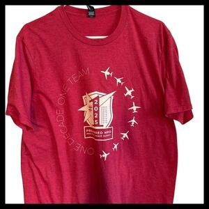 District Preferred Survey Red Graphic T-Shirt One Decade One Team Airplane XL